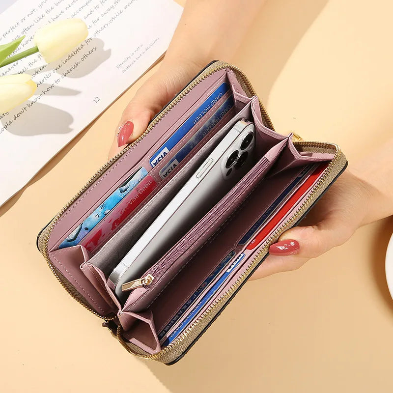 Wallet women's long clutch bag, G-type large-capacity zipper ladies wallet card bag