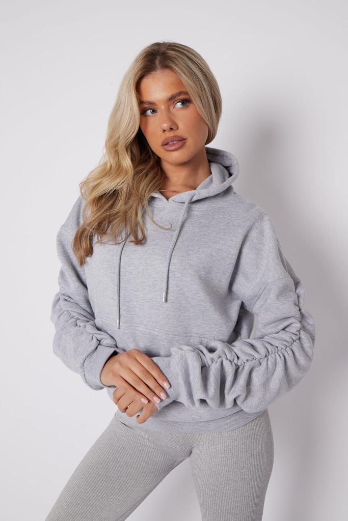 Women's hooded sweatshirt with stylish sleeves, perfect for protection from winter