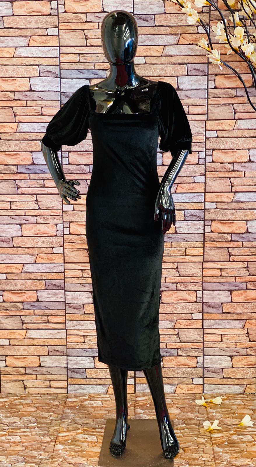 Tanoly Black Velvet Long Dress