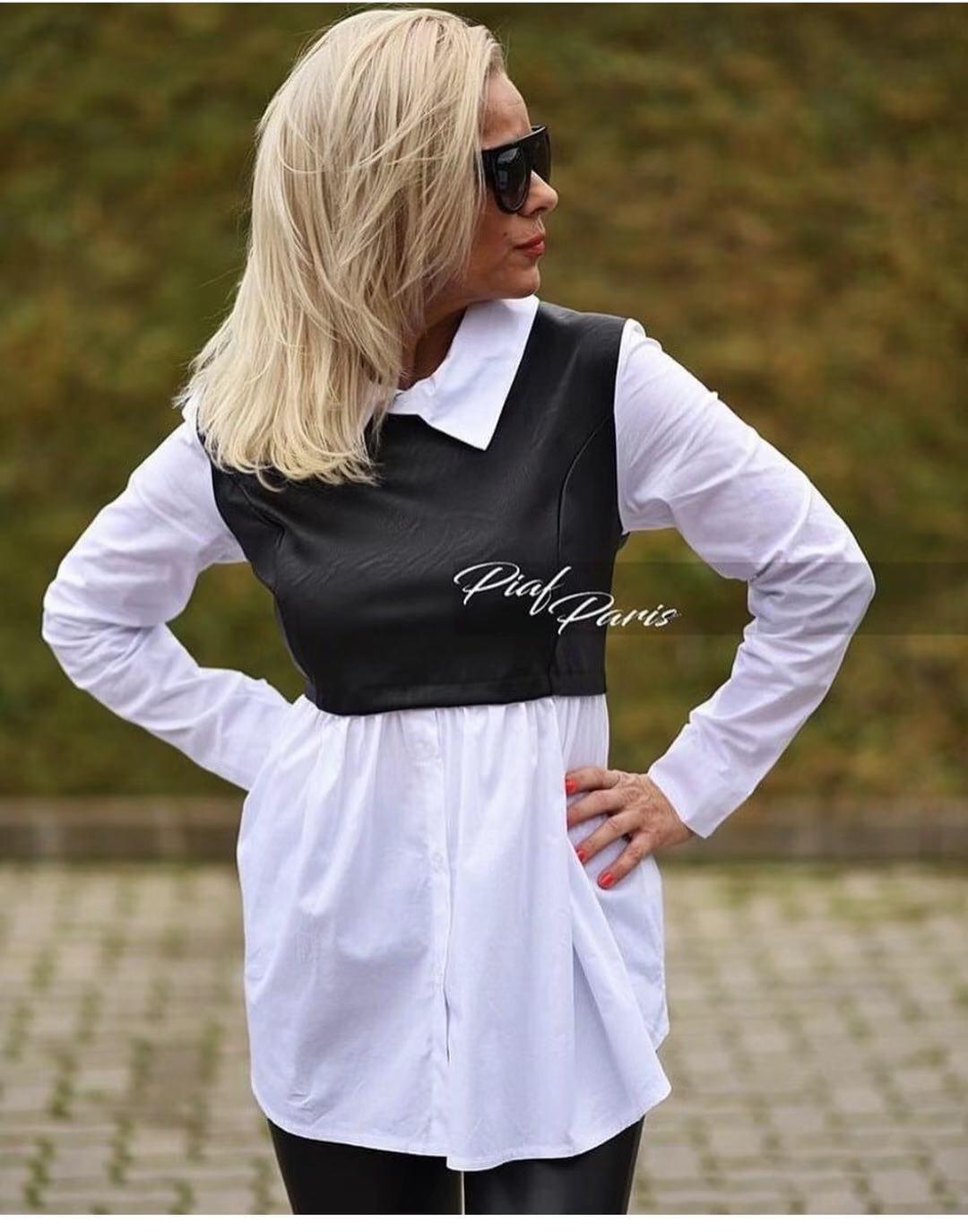 Black & White Long Shirt Dress