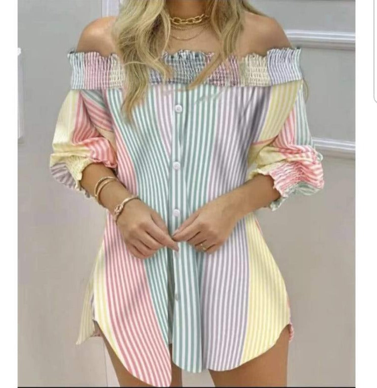 Stripe Off Shoulder Dress